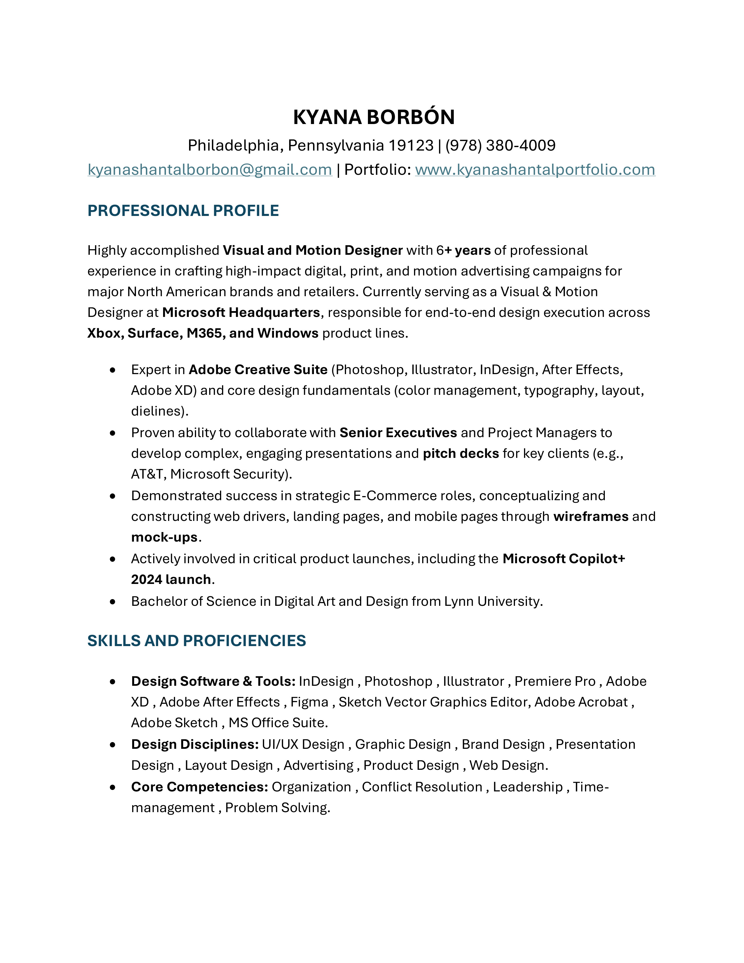 Preview of Kyana Shantal Borbón's resume